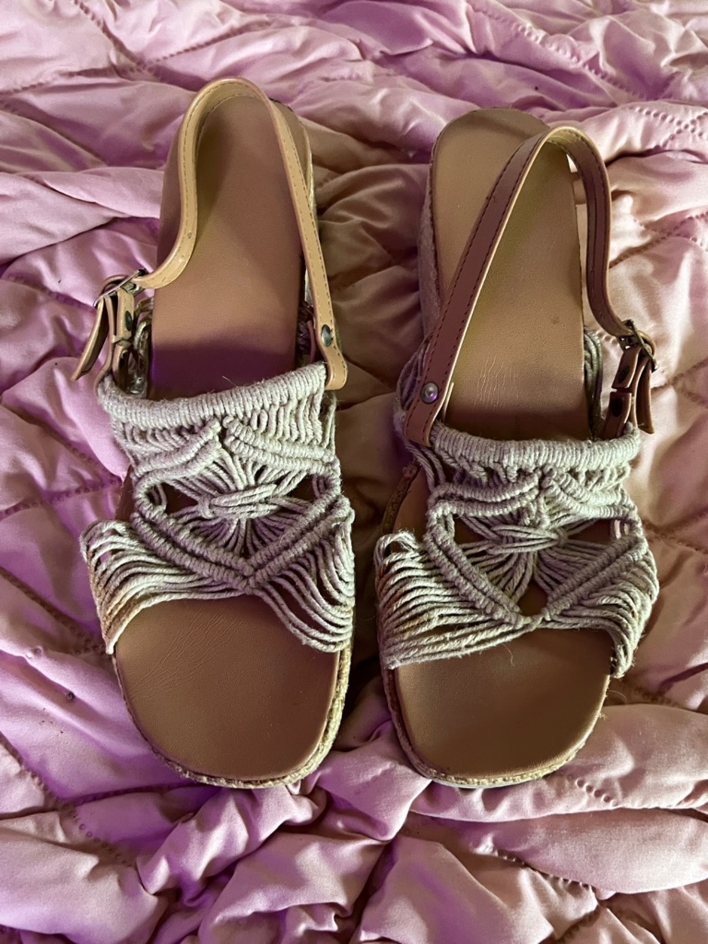 Woven Macramé Slingback Sandals - Neutral Beige